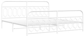 377191 vidaXL Cadru de pat metalic cu tăblie, alb, 200x200 cm