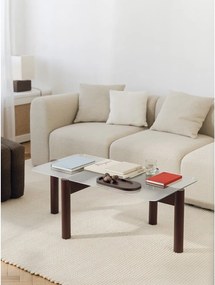 Măsuță de cafea burgundy cu blat din sticlă 55x105 cm Kob – noo.ma