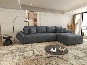 Colțar extensibil dumonde cu ladă de depozitare si sezut confortabil din spuma high-density,Berlin XL Enjoy Antracit 350x185 cm II