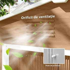 Outsunny Casută de Grădină, Magazie de Exterior pentru Unelte cu 2 Uși Culisante și 4 Prize de Aerisire, 236x174x190 cm, Gri | Aosom Romania