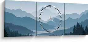 Tablou - Munții cu privirea graficeanului (cu ceas) (90x30 cm)