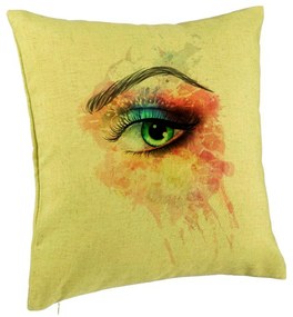 Perna Decorativa, Model Multicolor Eye, 40x40 cm, Verde, Husa Detasabila, Burduf