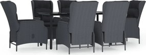 vidaXL Set mobilier de grădină, 7 piese, gri închis, poliratan