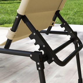 Outsunny Șezlong pliabil cu copertină, perniță reglabilă pentru cap din țesătură Oxford 70 x 200 x 45 cm crem | Aosom Romania
