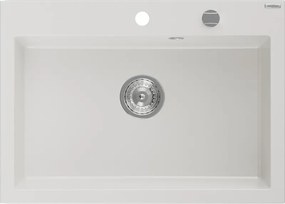 Mexen Elix chiuvetă granitică cu 1 compartiment 700 x 500 mm, albă, sifon crom - 6526701005-20