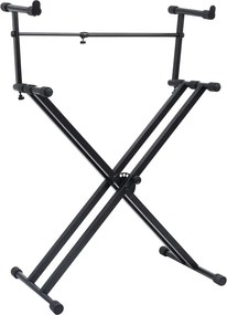 vidaXL Set suport dublu claviatură, cadru în formă de X, negru