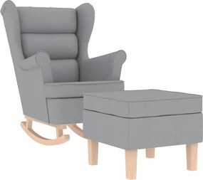 vidaXL Scaun balansoar cu taburet, gri deschis, textil