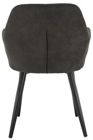 Fotoliu design, ţesătură din piele periată, maro Taupe / negru, LACEY