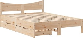 vidaXL Cadru de pat cu sertare, 150x200 cm, lemn masiv pin