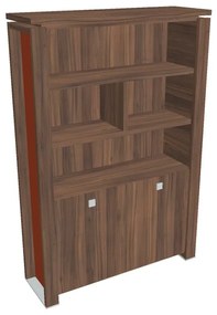 Dulap înalt Verno+ S 140 x 46 x 210 cm, cu rafturi, nuc / portocaliu