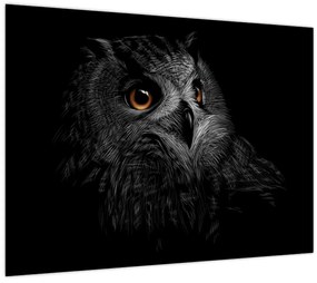 Tablou pe sticlă - Bufniță, ilustrație (70x50 cm)