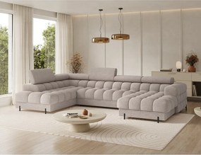 Colțar bej extensibil cu tapițerie din țesătură bouclé (cu colț pe partea stângă/în formă de "U") Feraria – ELTAP