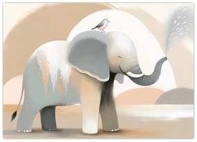 Tablou pe sticlă - Elefant în culori pastel (70x50 cm)