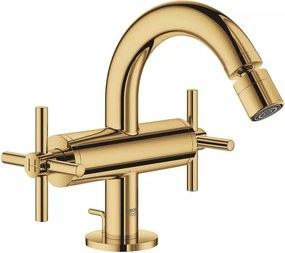 Baterie bideu Grohe Atrio auriu lucios Cool Sunrise dubla comanda cu ventil Pop-Up