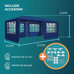 Cort de petrecere NEAPOL, 3x6m, albastru Jurhan