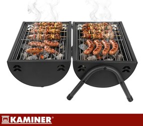 Grătar turistic cu cărbune cu capac