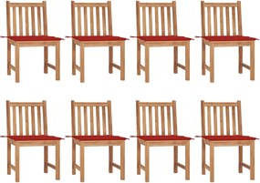 vidaXL Scaune de grădină cu perne, 8 buc., lemn masiv de tec