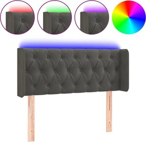 vidaXL Tăblie de pat cu LED, gri închis, 103x16x78/88 cm, catifea
