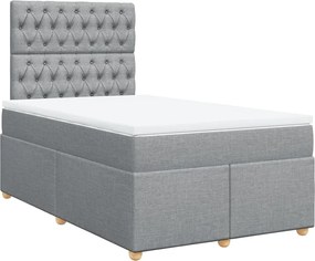 vidaXL Pat continental cu saltea, gri deschis, 120x200 cm, textil