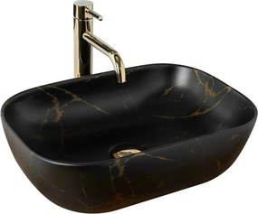 Lavoar pe blat Rea Belinda 46 cm stil marmura neagra
