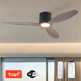 ZEVENTI - Ventilator de tavan LED VENTORA LED/24W/230V Wi-Fi Tuya negru/nuc +telecomandă