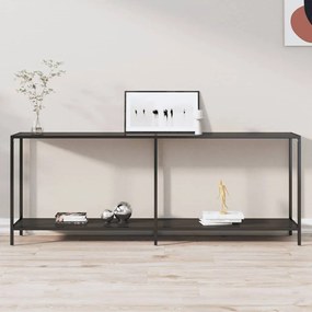 331707 vidaXL Masă consolă, negru, 200x35x75,5 cm, sticlă securizată