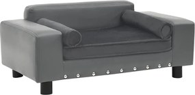 vidaXL Canapea pentru câini, gri, 81x43x31 cm, pluș & piele ecologică