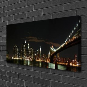 Tablou pe panza canvas Bridge City Arhitectura Negru Galben