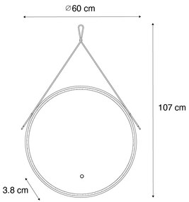 Oglindă de baie modernă neagră cu LED și dimmer tactil - Pien