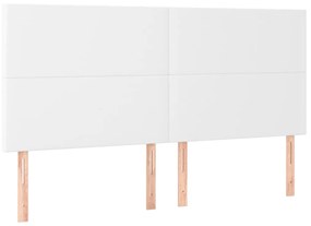 Cadru de pat cu tablie, alb, 200x200 cm, piele ecologica Alb, 200 x 200 cm, Design simplu