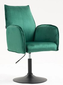 HR280N Scaun Verde din Catifea cu Bază Neagră
