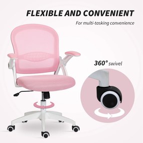 Vinsetto Scaun de Birou Ergonomic, Reglabil, cu Spătar din Plasă și Scaun Captusit, 65.5x61.5x88-97.5 cm, Roz | Aosom Romania