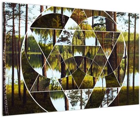 Tablou - Colaj geometric pe fundalul pădurilor nordice (90x60 cm)