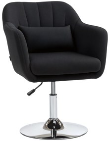 HOMCOM Fotoliu rotativ, fotoliu de birou reglabil pe înălțime, material textil de in, metal, 60 x 60 x 79-91 cm, Negru | Aosom Romania