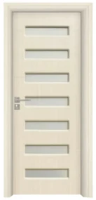 Usa Interior din MDF Novo Doors ND318, Cadru din Lemn Masiv, Geam Sablat, KIT COMPLET, Toc , Manere si balamale incluse (Culoare: Crem, Dimensiune: