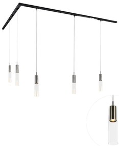 Sistem modern de iluminat pe șine cu 5 pendule Gunmetal monofazat - Iconic Lloyd