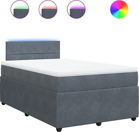 vidaXL Pat box spring cu saltea, gri închis, 120x200 cm, catifea
