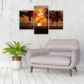 Tablou cu palmier în apus de soare (90x60 cm)