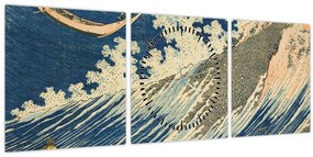 Tablou - Katsushika Hokusai, Fishing Boats at Choshi in Shimosa (Soshu Choshi) , reproducere (cu ceas) (90x30 cm)