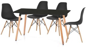 Set de sufragerie negru 1 + 4, masa BERGEN 120 + scaune YORK OSAKA