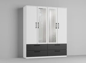 Set Dormitor alb cu gri- Mara -Pat tapitat Configuratia 10