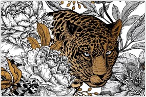 Tablou - Leopard între flori (90x60 cm)