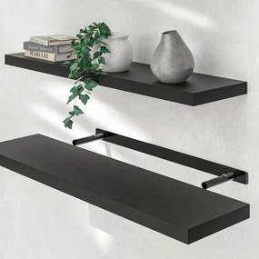 Poliță de perete FIGO + consolă, 90cm, negru Casaria