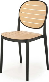 Scaun de gradina K529, stejar/negru, polipropilena, 42x51x83 cm