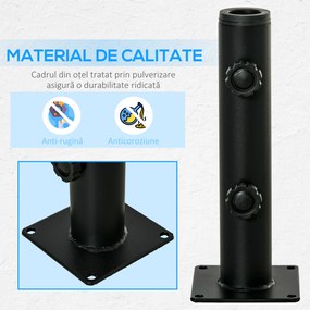 Outsunny Suport pentru Umbrelă de Terasă, Bază pentru Umbrelă pentru Patio, Ponton, Grădină și Curte, Negru | Aosom Romania