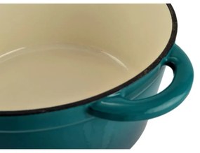 Cratiță din fontă emailată cu capac 30x6 cm, 2.7L – Perfect Home 16640, turcoaz, ideală pentru fripturi și gătit lent