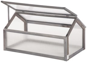 Outsunny Mini seră, Seră compactă din lemn, Plăci de policarbonat, Deschidere pentru ventilare, 90L x 52B x 49,5H cm, Gri | Aosom Romania