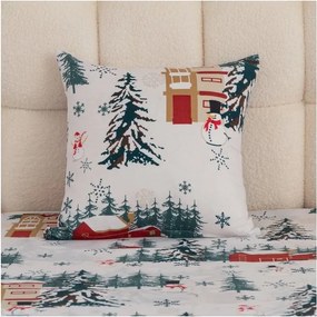 Fata de perna din polic bumbac SNOWY HOUSES POLY 45x45 cm, alb