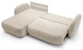 Canapea colțar extensibilă OLBIA, în formă de L, stânga, bej, cu spațiu de depozitare