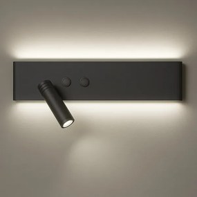 Aplica spot LED de perete RESORT, 10W/230V + 3W, negru, stânga